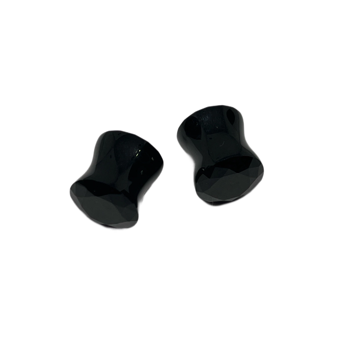 00G Black Double Flared Faceted Glass Plugs