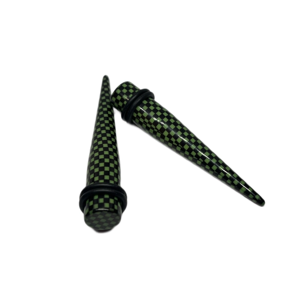 00G Green Checkered Long Acrylic Tapers