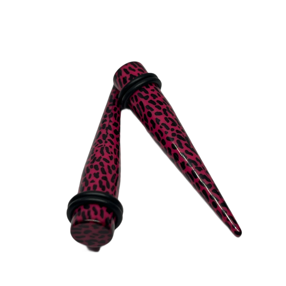 00G Pink Cheetah Print Long Acrylic Tapers
