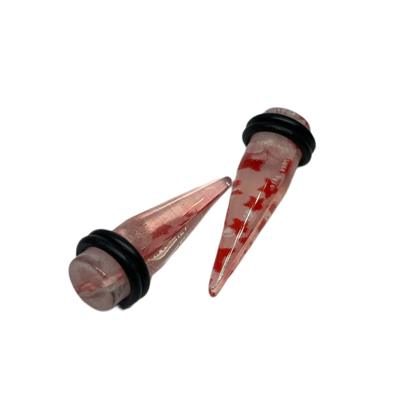 00G Transparent Acrylic Tapers with Red Stars