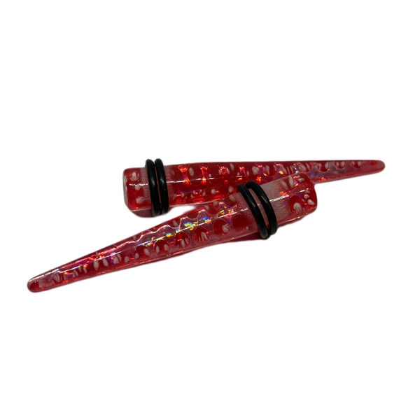 00G Transparent Tapers with Red Glitter