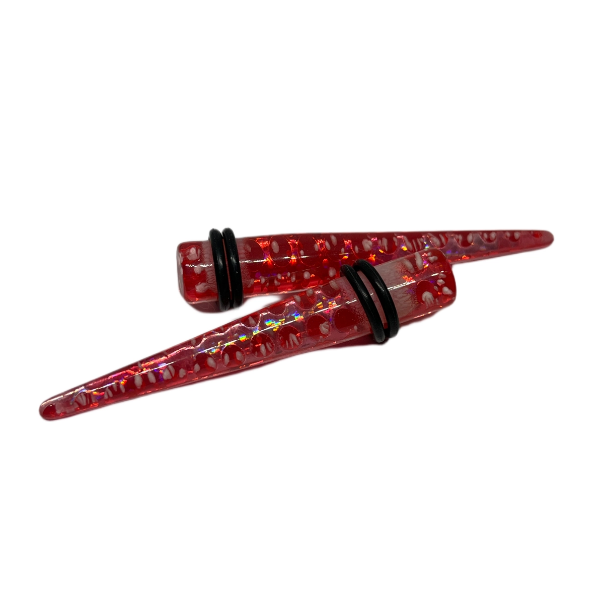 00G Transparent Tapers with Red Glitter