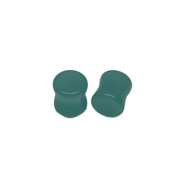 00G Turquoise Cat Eye Double Flared Glass Plugs