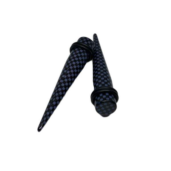 00g Dark Blue Checkered Long Acrylic Tapers
