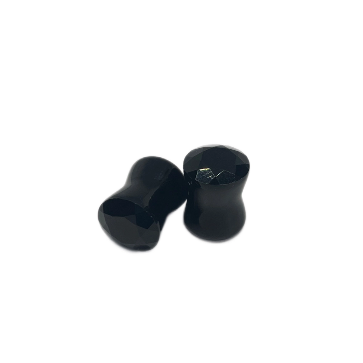 0G Black Faceted Glass Double Flared Plugs