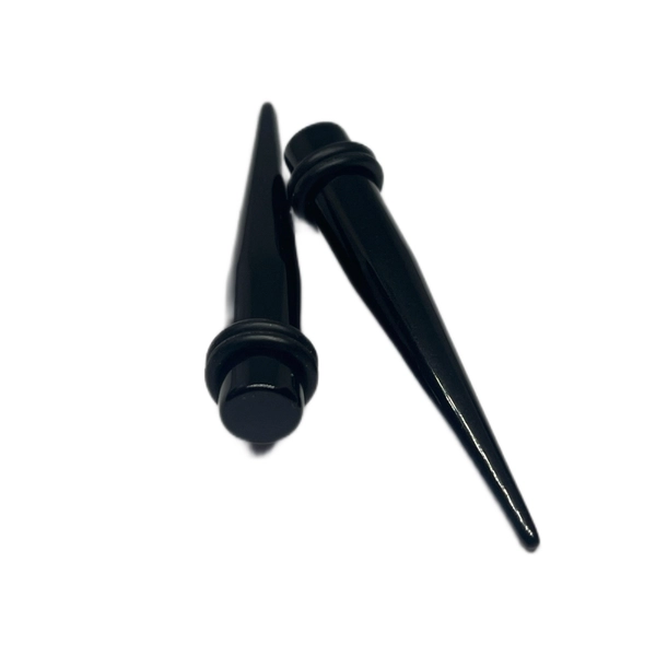 0G Black Long Acrylic Tapers