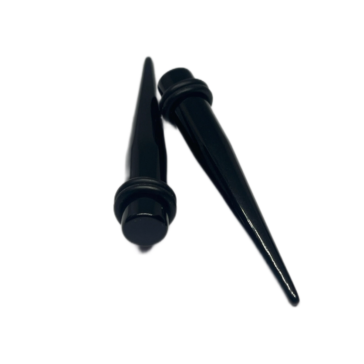 0G Black Long Acrylic Tapers