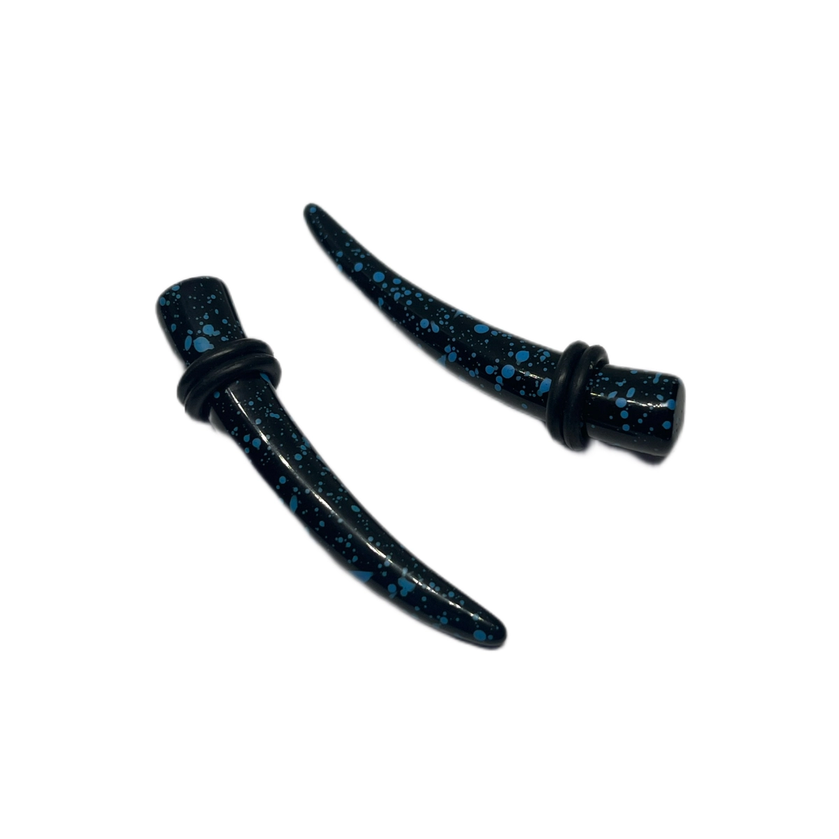 0G Black with Blue Splatter Acrylic Talon Tapers