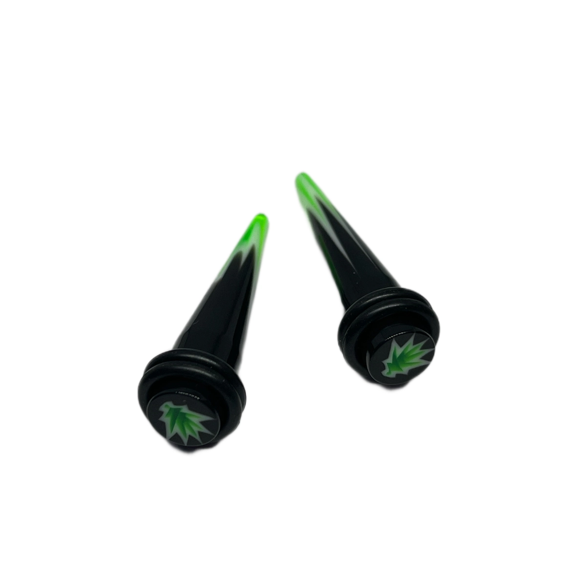 0G Black & Green Leaf Short Acrylic
