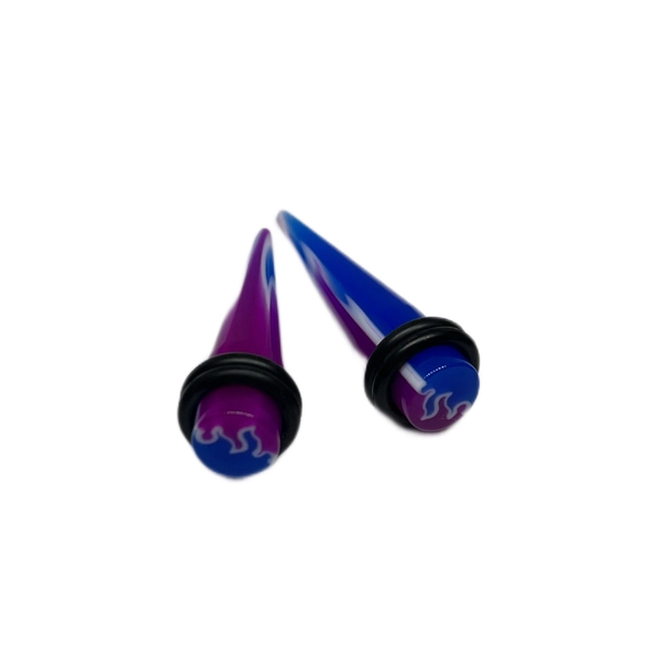 0G Blue/Purple/White Flame Top Short Acrylic Tapers