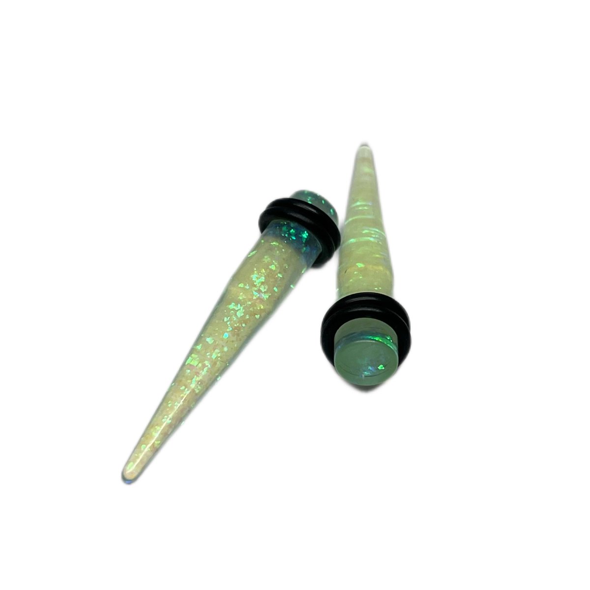 0G Blue Transparent Glitter Long Acrylic Tapers