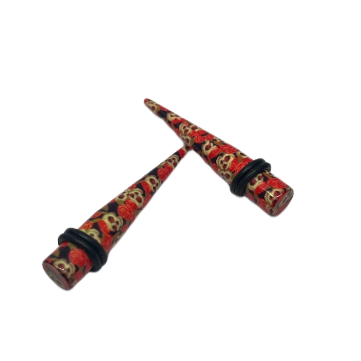 0G Calavera/Rose Long Acrylic Tapers