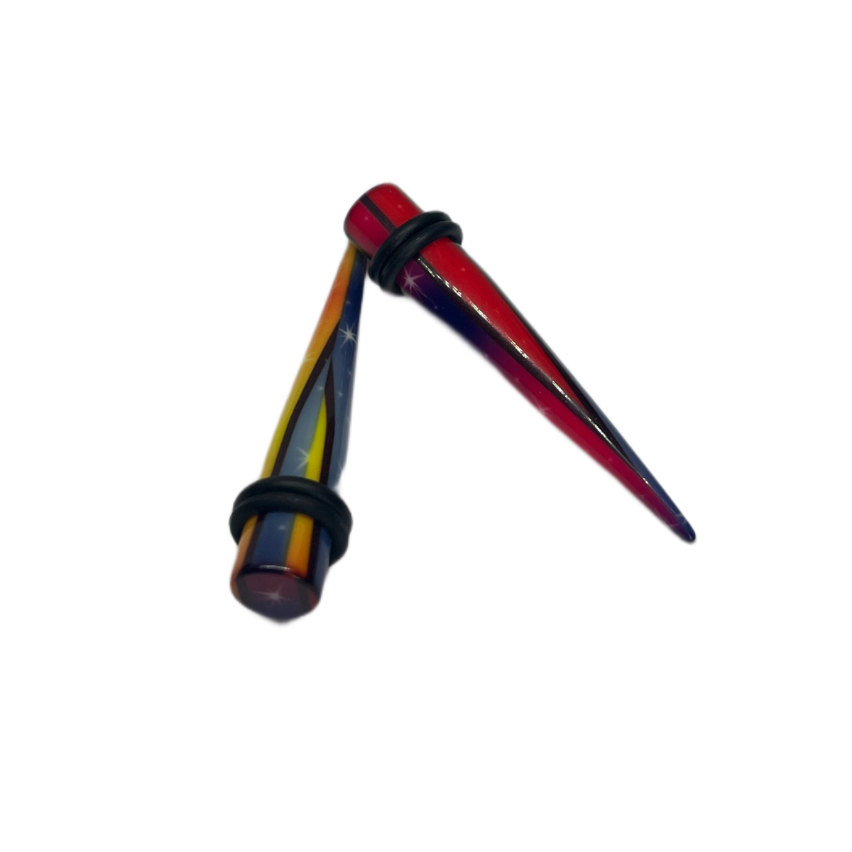 0G Multi-Colored Long Acrylic Tapers with Stars