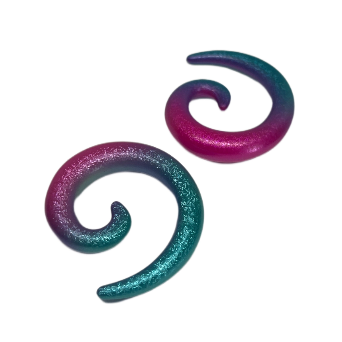 0G Purple/Blue Ombre Glitter Acrylic Spiral Tapers