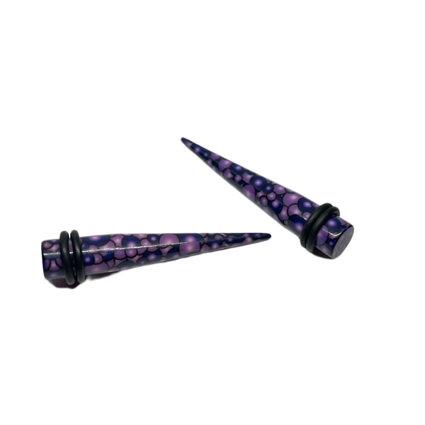 0G Purple Dot Acrylic Long Tapers