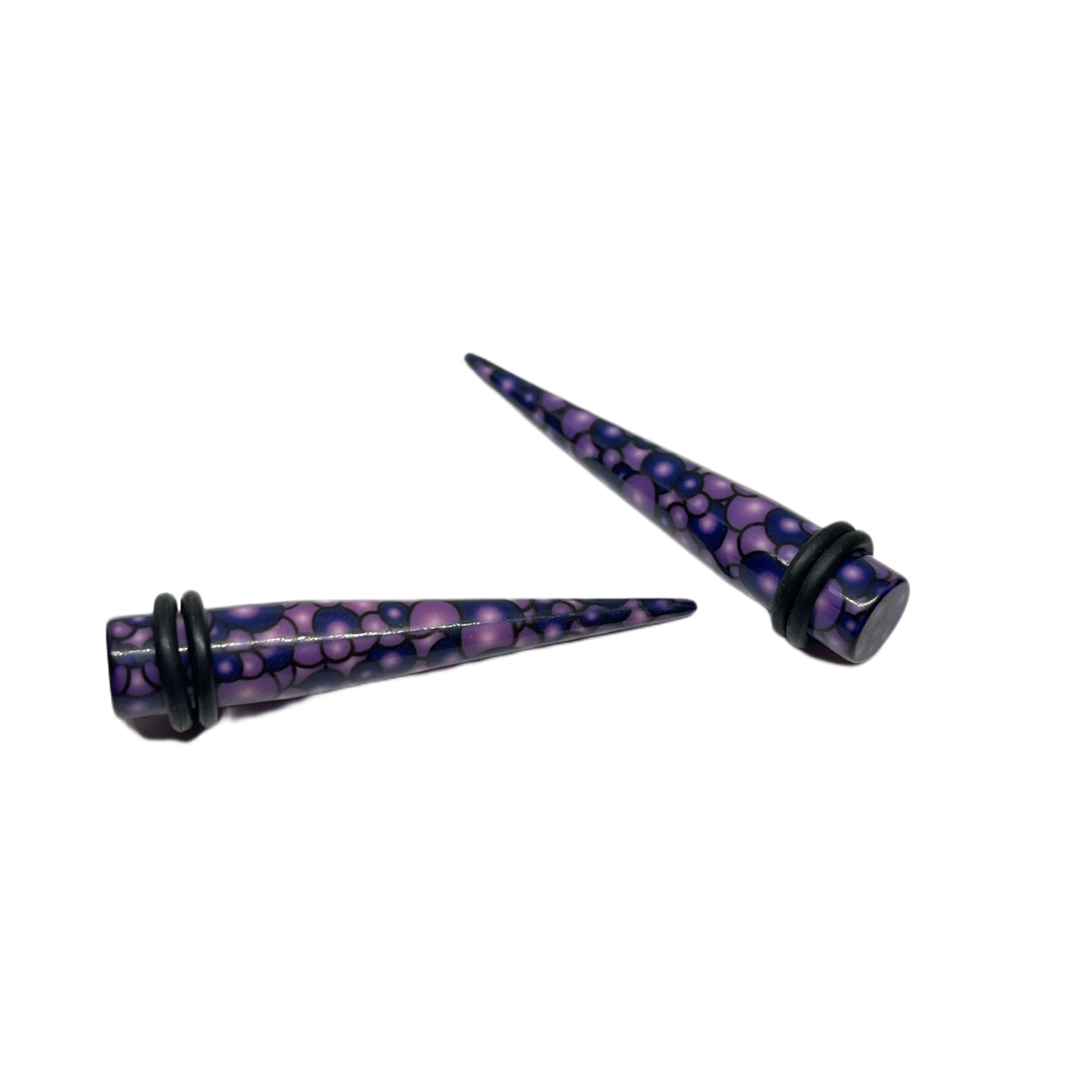 0G Purple Dot Acrylic Long Tapers