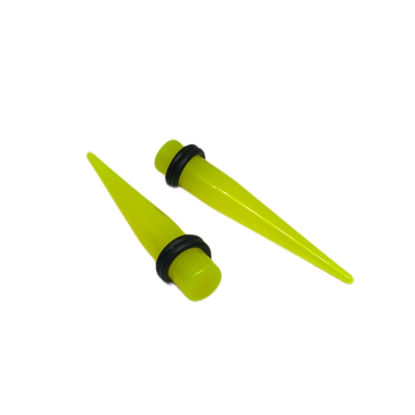 0G Solid Yellow Long Acrylic Tapers