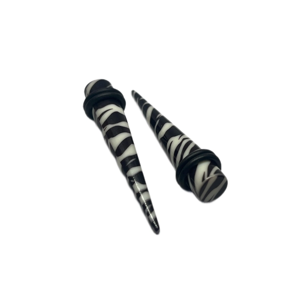 0G Zebra Print Long Acrylic Tapers