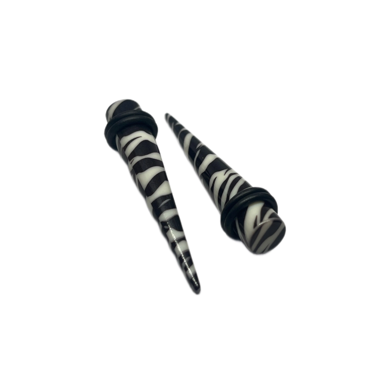 0G Zebra Print Long Acrylic Tapers