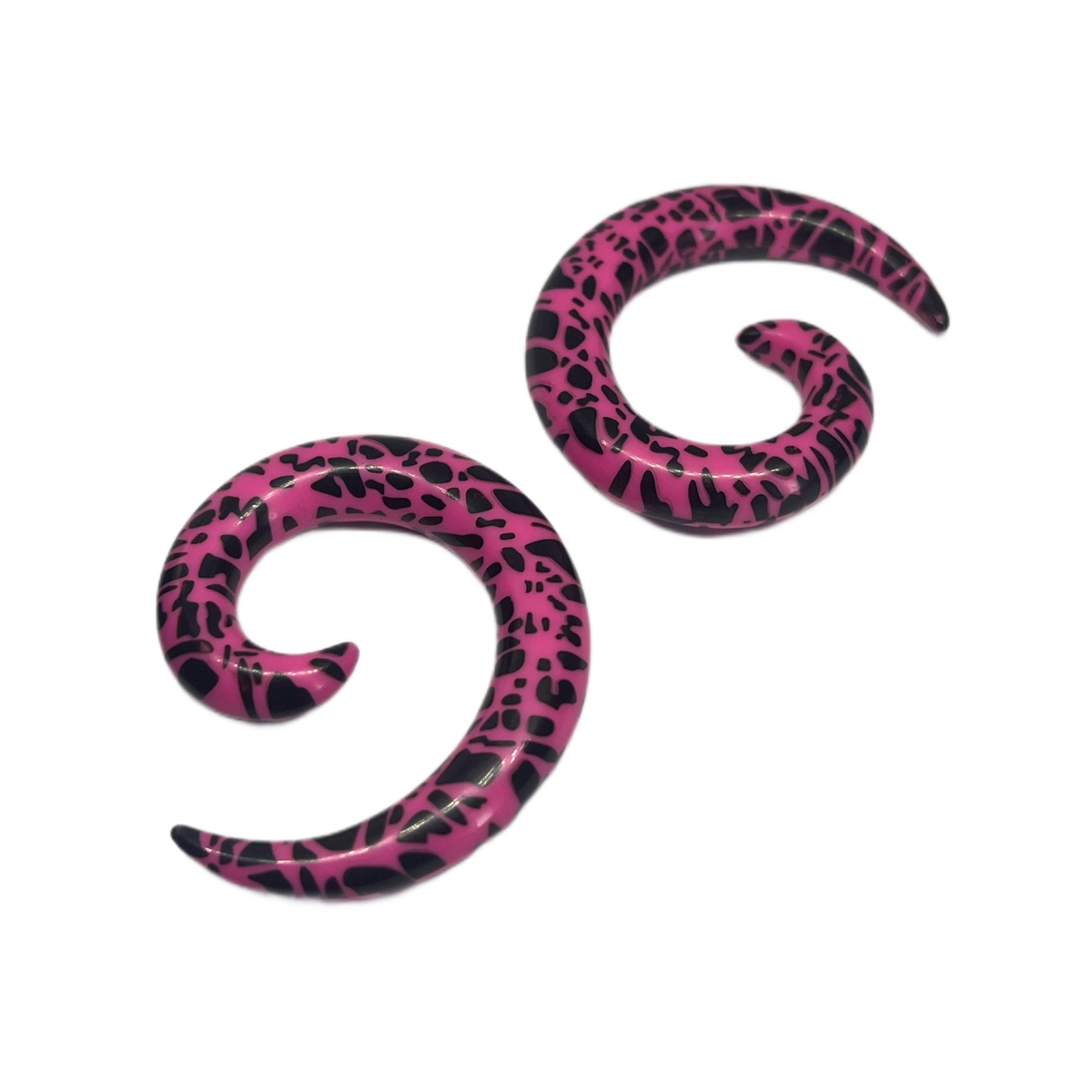 0g Pink_Black Pattern Large Spiral Tapers