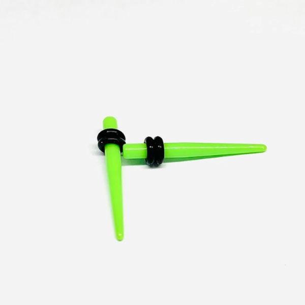 10G Neon Green Acrylic Short Tapers