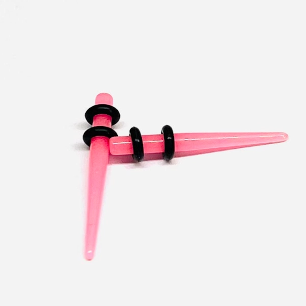 10G Neon Pink Short Acrylic Tapers