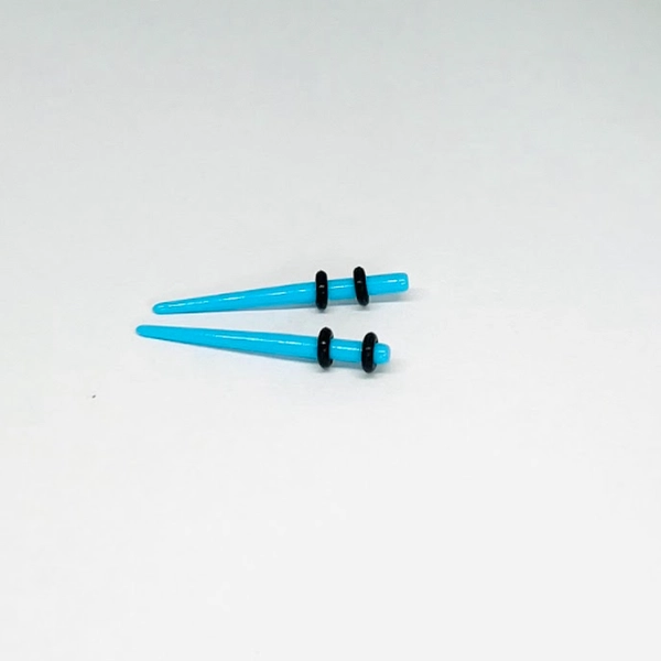 12G Neon Blue Short Acrylic Tapers