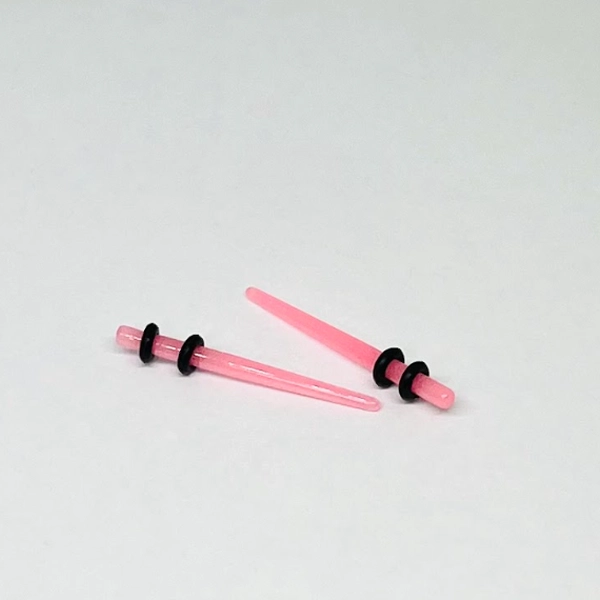 12G Pink UV Short Acrylic Tapers