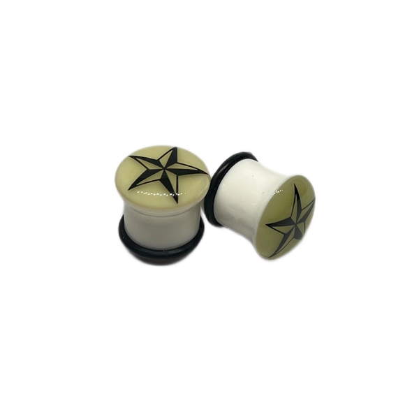 1/2mm Glow In The Dark Nautical Star Single Flare Acrylic Plugs