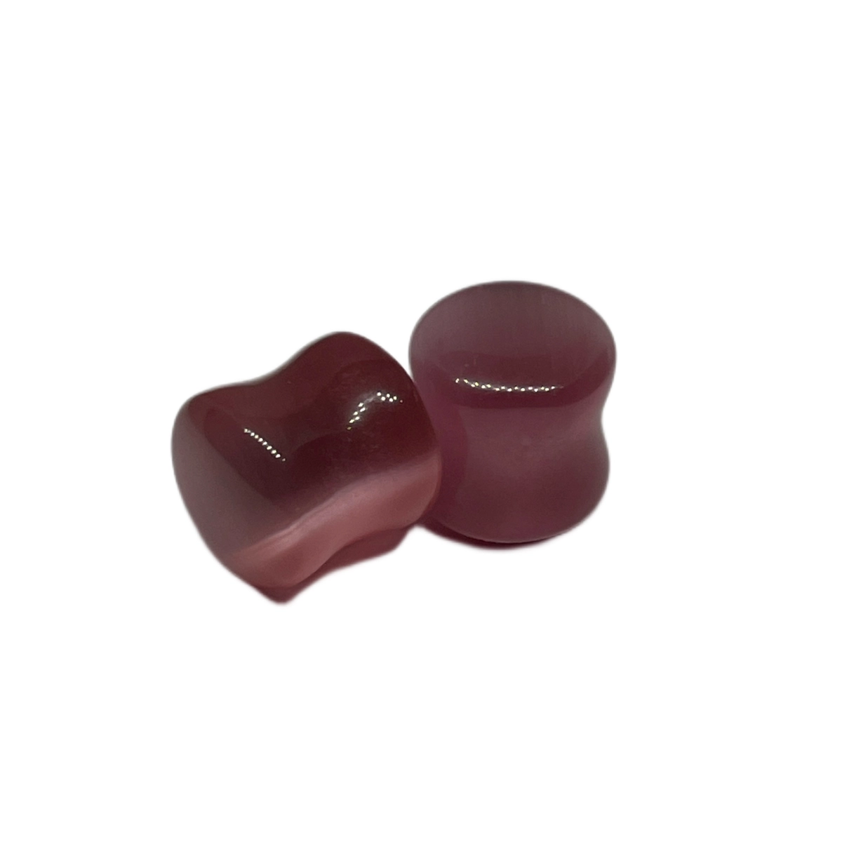 1/2mm Pink Cat Eye Glass Double Flared Plugs