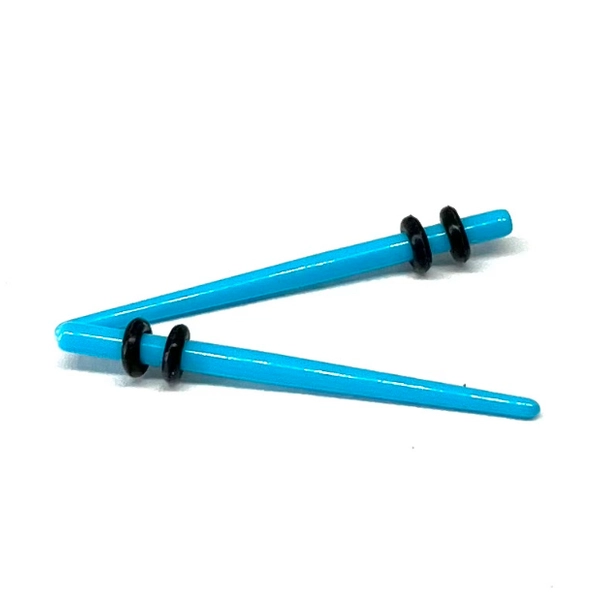 14G Neon Blue Short Acrylic Tapers