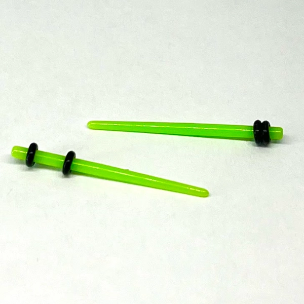 14G Neon Green Short Acrylic Tapers