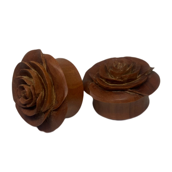 38mm Sabo Wood Double Flared Rose Plugs