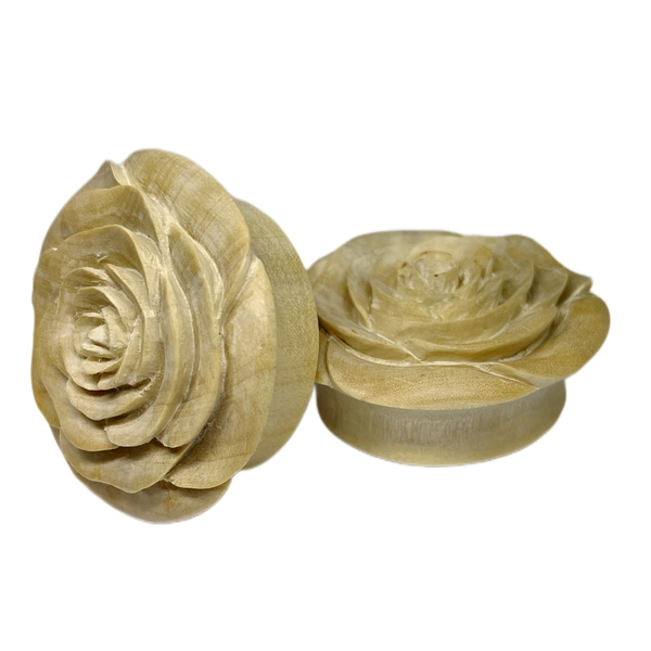 44mm Crocodile Wood Double Flared Rose Plugs