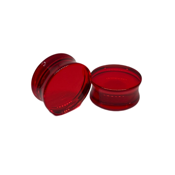 25mm Red Transparent Double Flared Acrylic Plugs