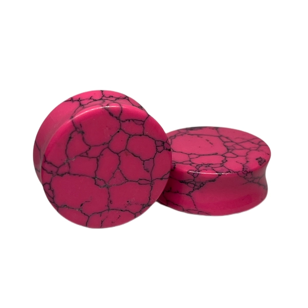 29mm Pink Howlite Double Flared Stone Plugs