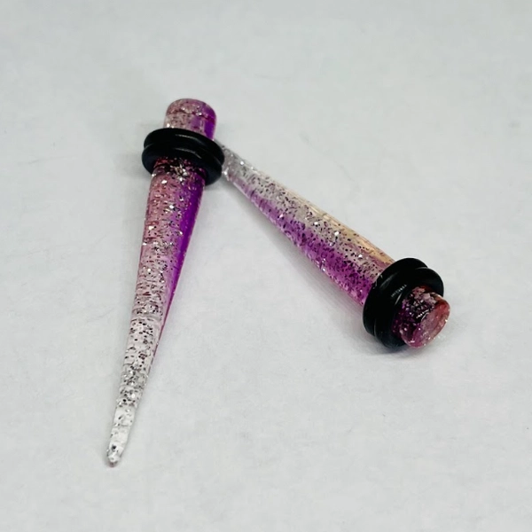 2G Clear_Purple Halftone Glitter Long Acrylic Tapers