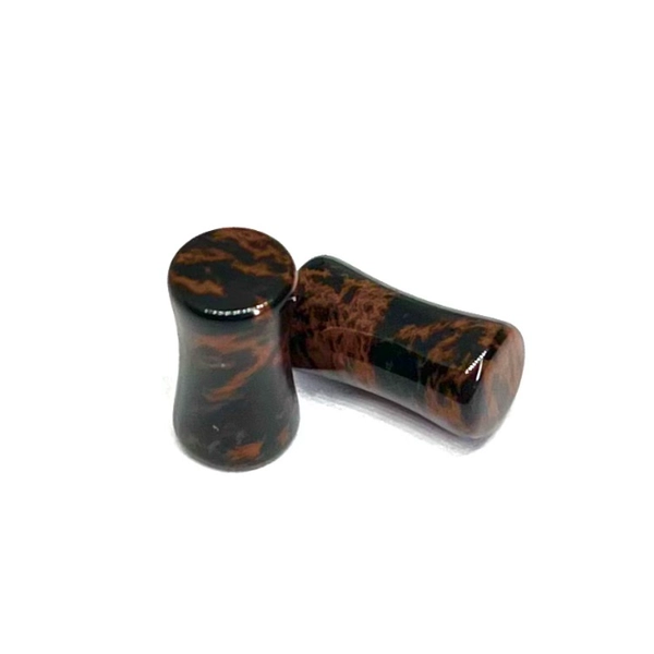 2G Mahogany Obsidian Double Flared Stone Plugs