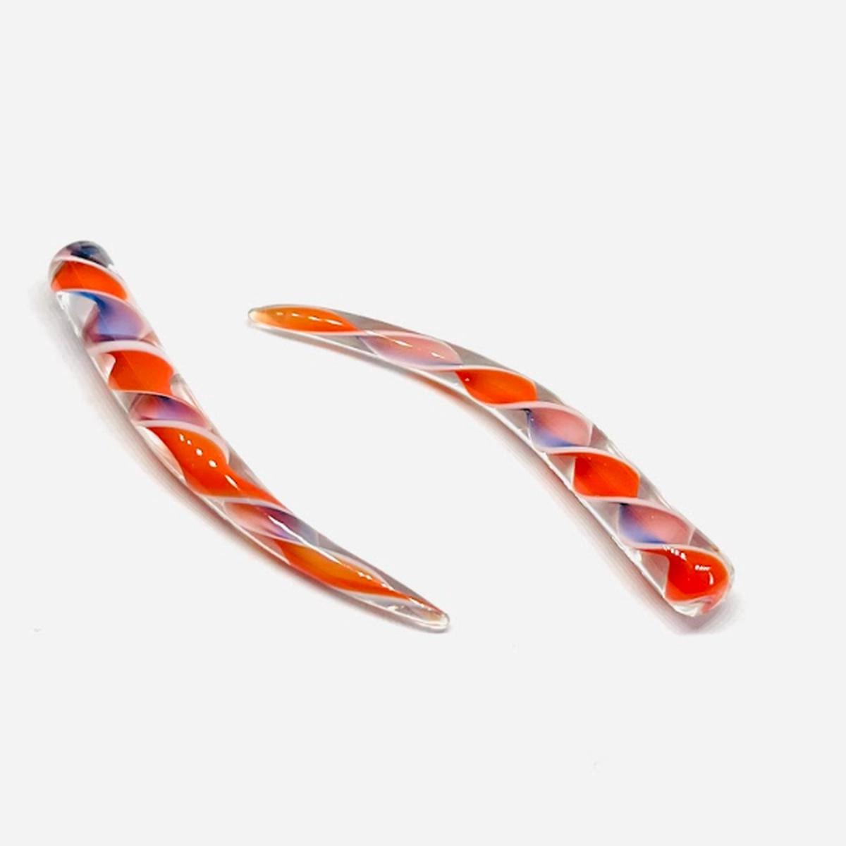 2G Pyrex Glass Red_Blue Spiral Talon Tapers
