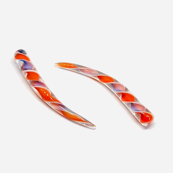 2G Pyrex Glass Red_Blue Spiral Talon Tapers