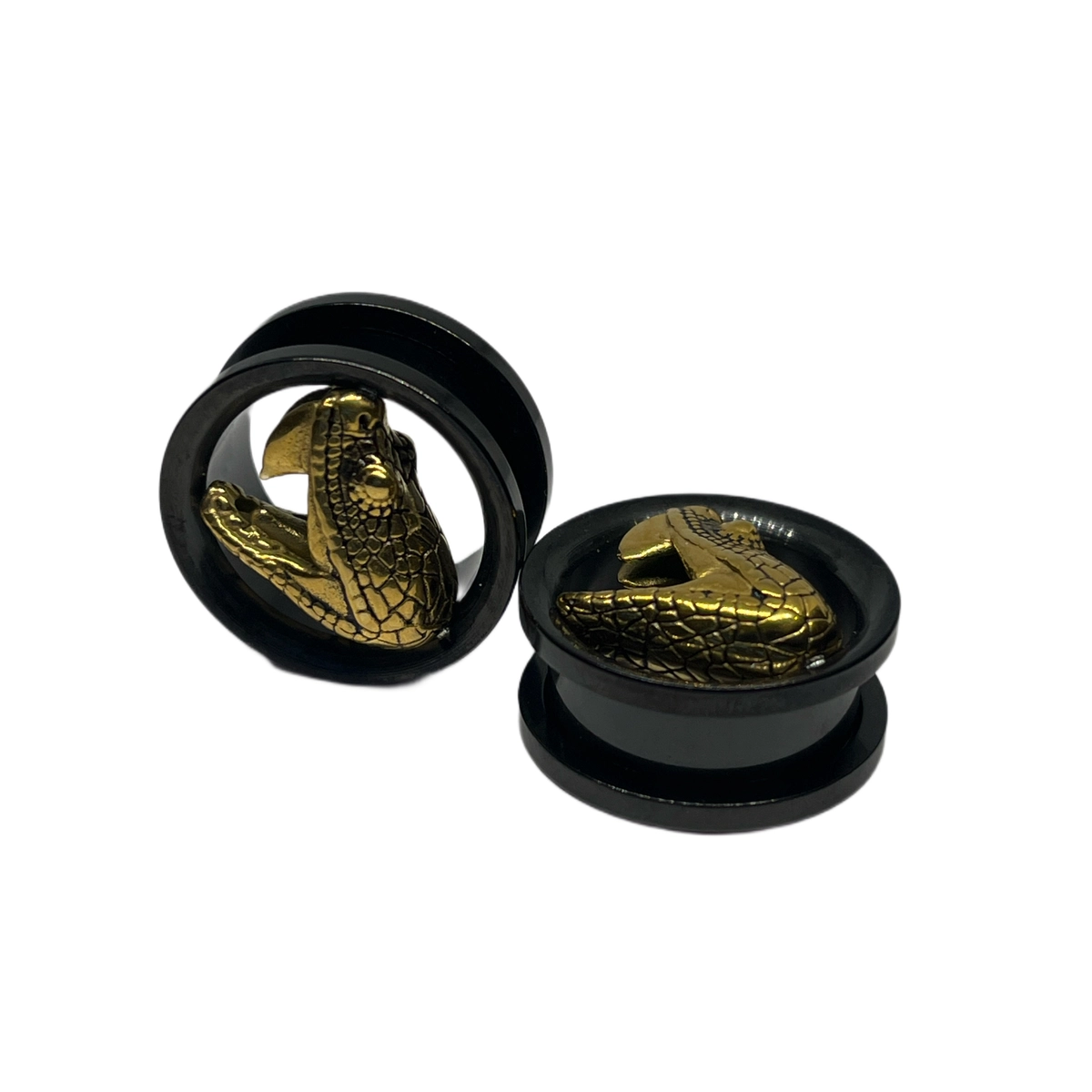 3/4 Black Double Flared Steel Screw-Back Plugs