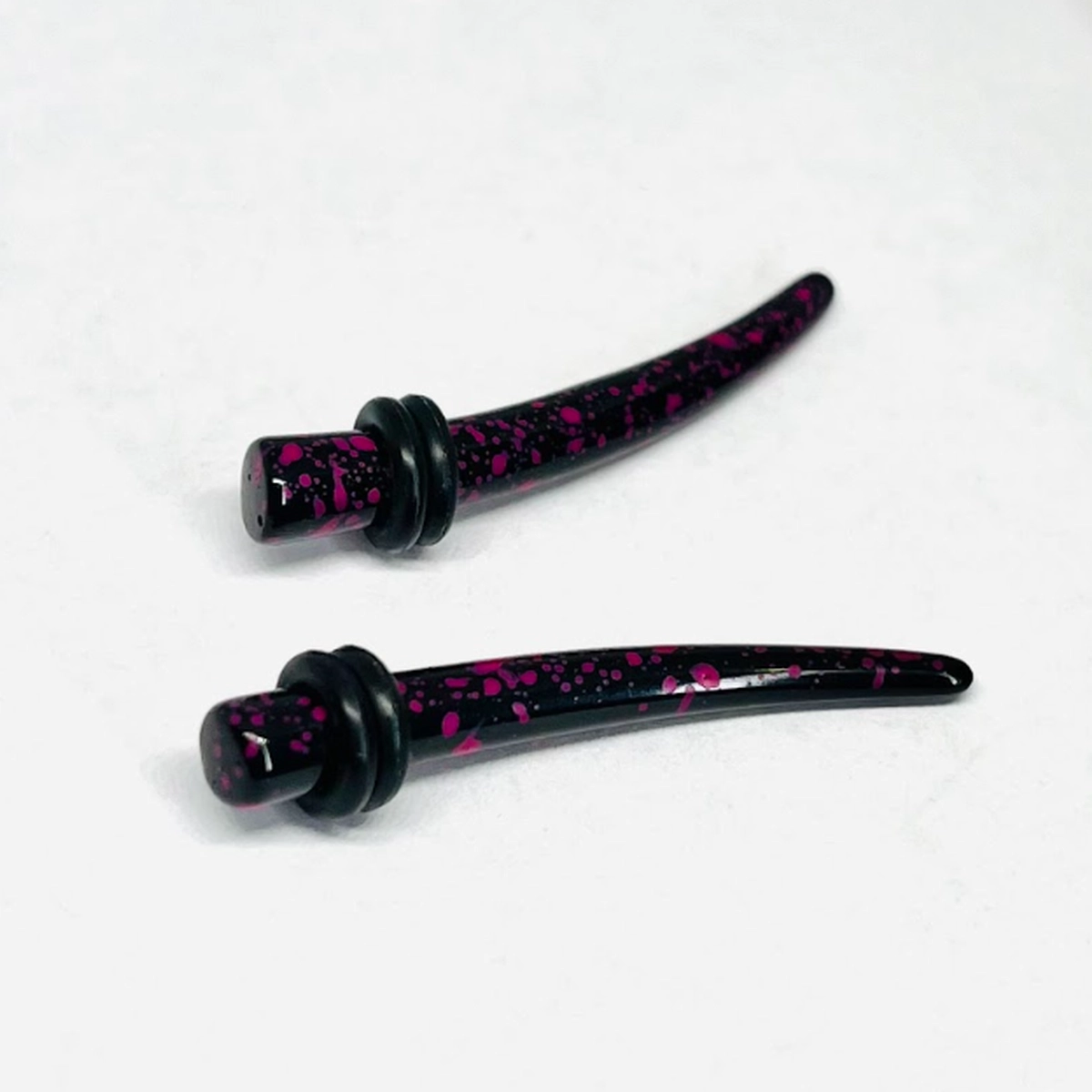 4G Black w_ Pink Splatter Medium Acrylic Tapers