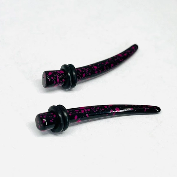 4G Black w_ Pink Splatter Medium Acrylic Tapers