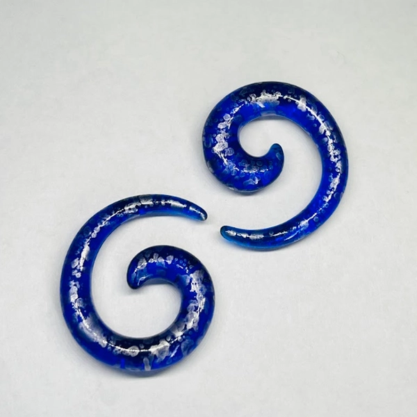 4G Blue w_ Silver Splatter Small Acrylic Spiral Hangers