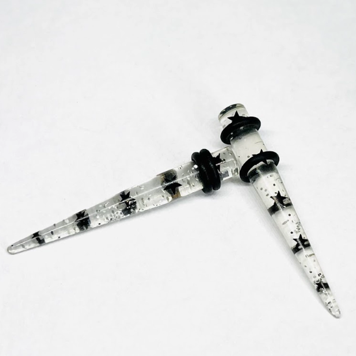 4G Clear Blk Star Glitter Medium Tapers