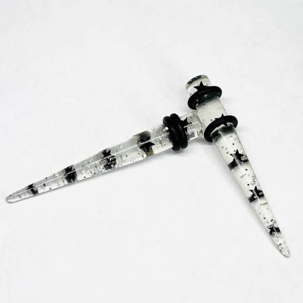 4G Clear Blk Star Glitter Medium Tapers