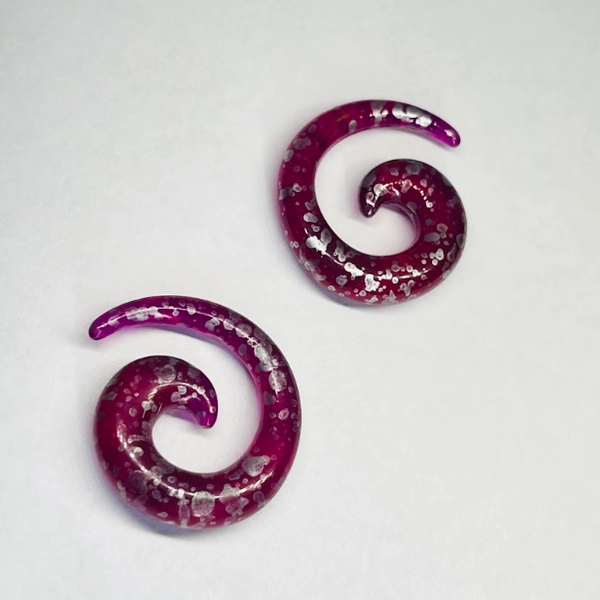 4G Purple w_ Silver Splatter Small Acrylic Spiral Hangers