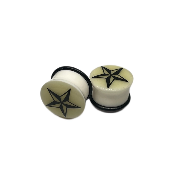 5/8 Glow In The Dark Nautical Star Single Flared Plugs