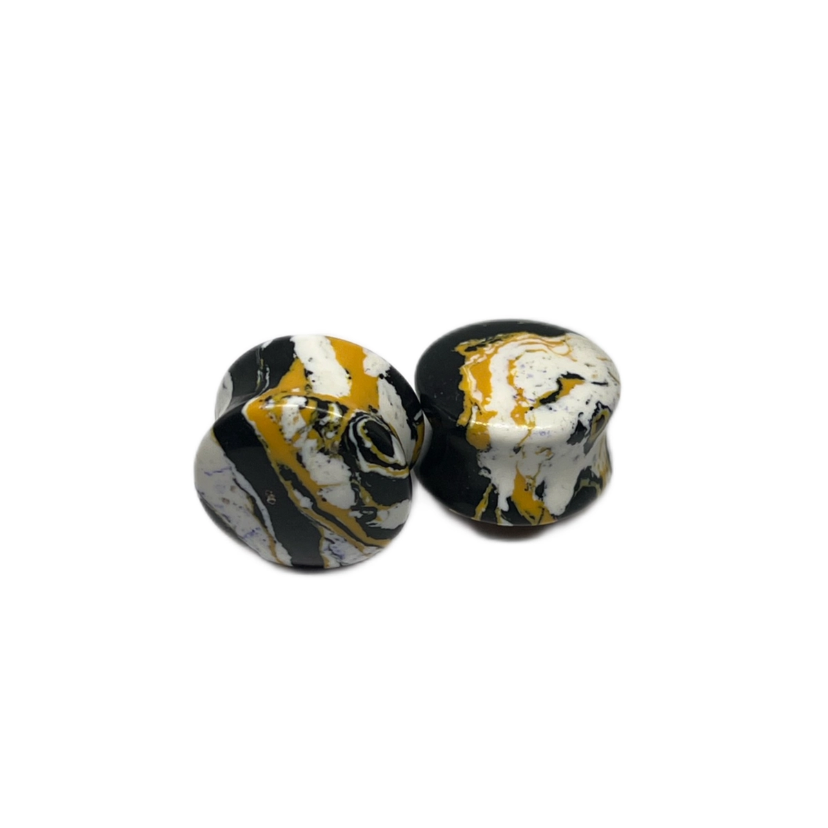 5/8 Yellow Rainbow Calsilica Double Flared Stone Plugs
