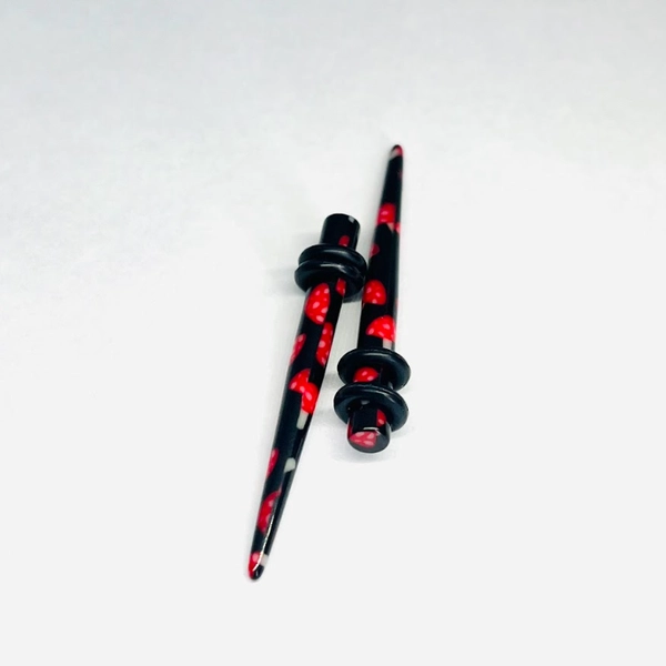 6G Black Red Mushroom Medium Acrylic Tapers